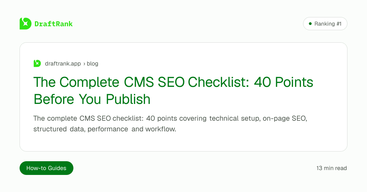 The Complete CMS SEO Checklist: 40 Points Before You Publish