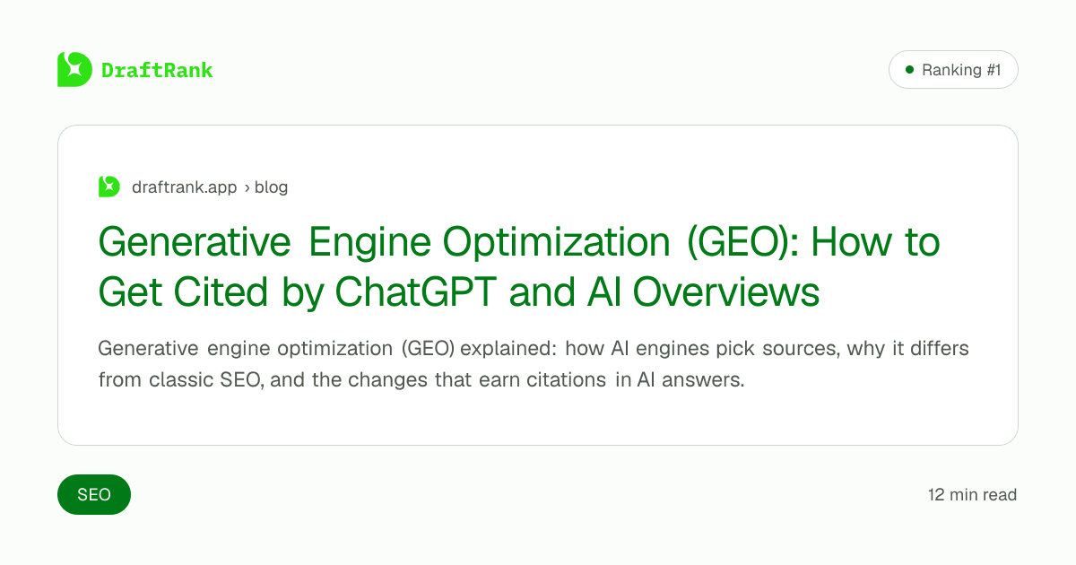 Generative Engine Optimization (GEO): How to Get Cited by ChatGPT and AI Overviews