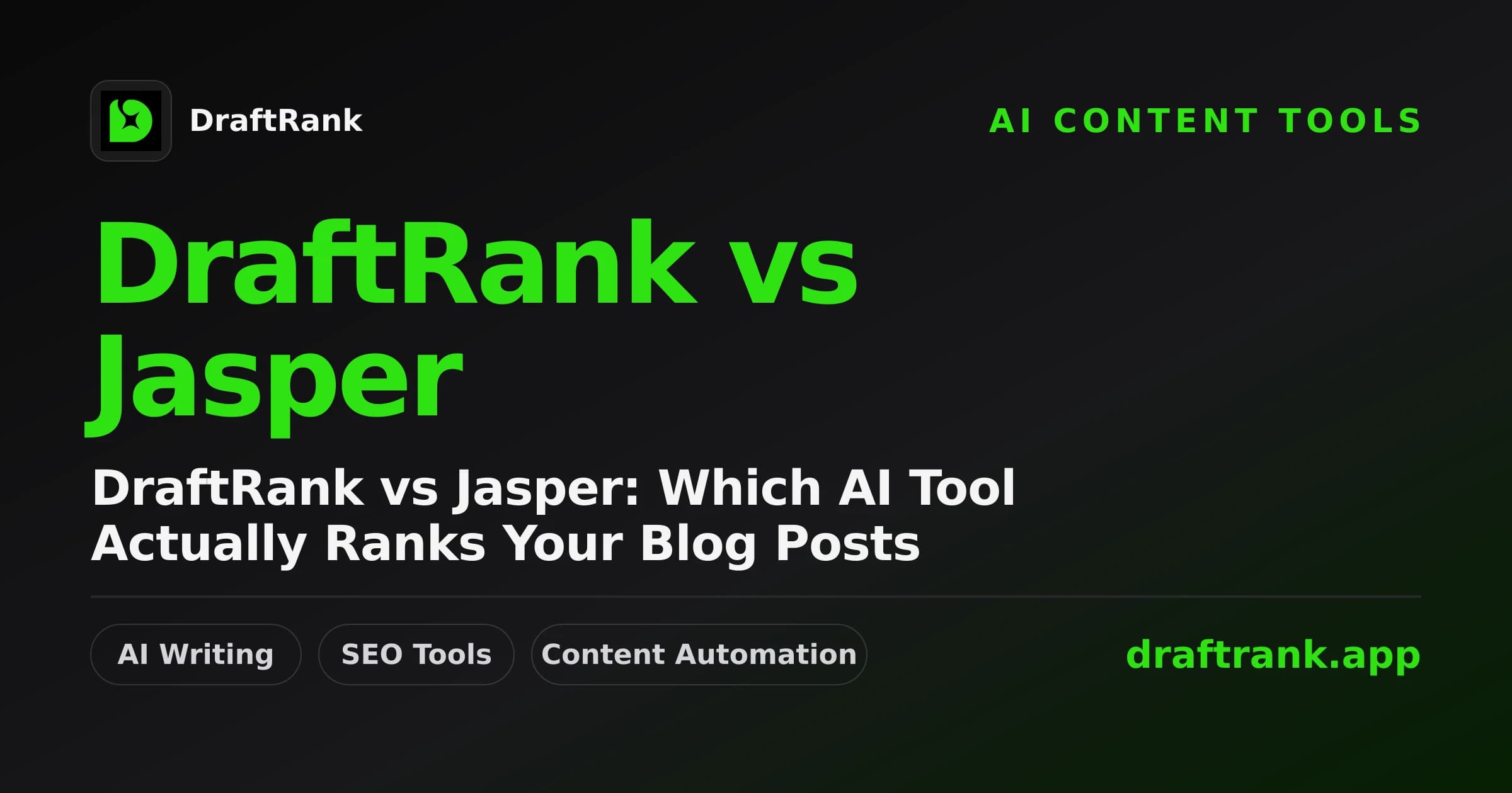 DraftRank vs Jasper: Which AI Tool Actually Ranks Your Blog Posts